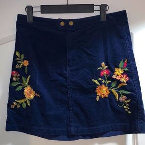Embroidered Corduroy Mini Skirt